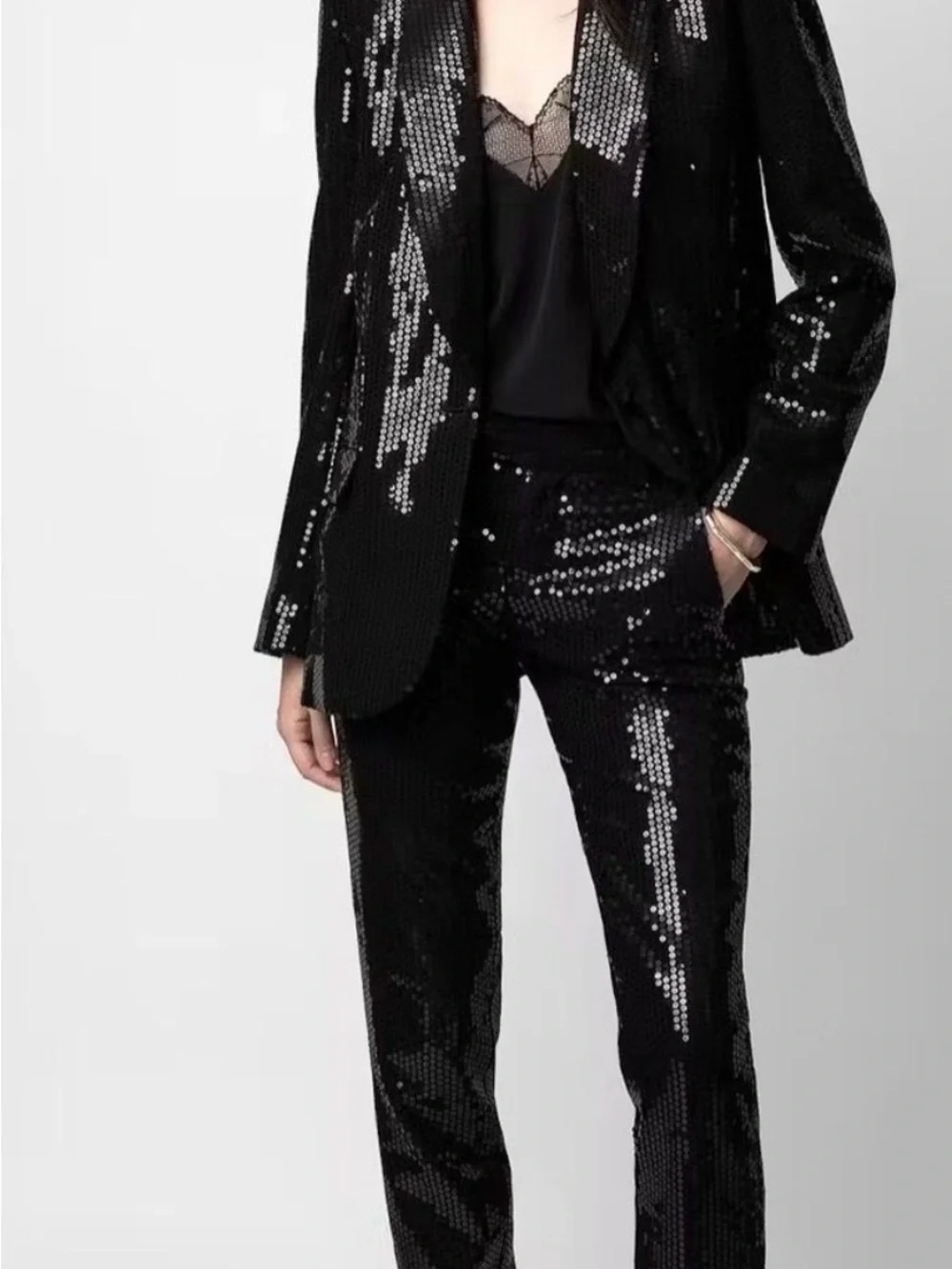 Zadig & Voltaire Black Sequin Pant Suit